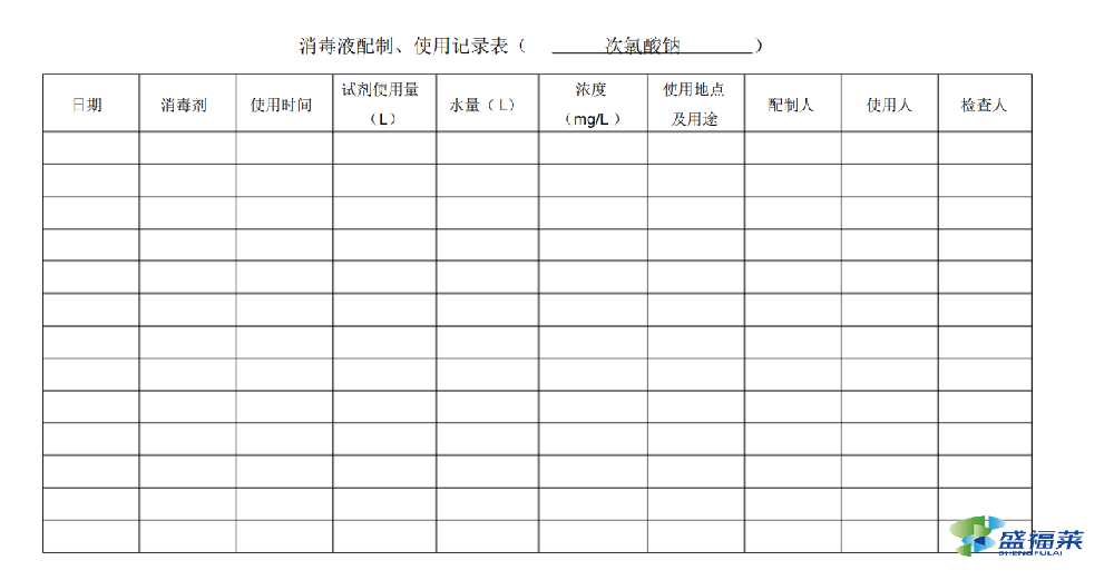 污水处理药剂次氯酸钠的投放量表格